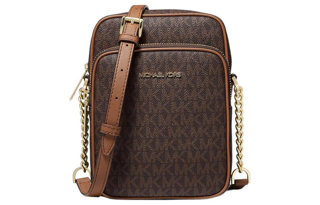 Michael Kors MICHAEL KORS Jet Set Coated Canvas Shoulder Bag, Crossbody Bag Medium Size Women's Brown