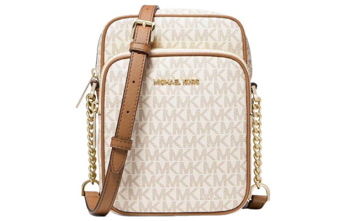 Michael Kors MICHAEL KORS Jet Set Travel Coated Canvas Camera Bag Shoulder Bag Crossbody Bag Medium Size Women's Vanilla White