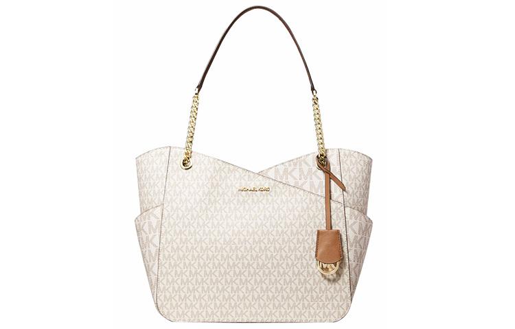 Michael Kors MICHAEL KORS Jet Set Canvas Commute Bag Tote Bag Shopping Bag Handbag Large Size Women's Vanilla White