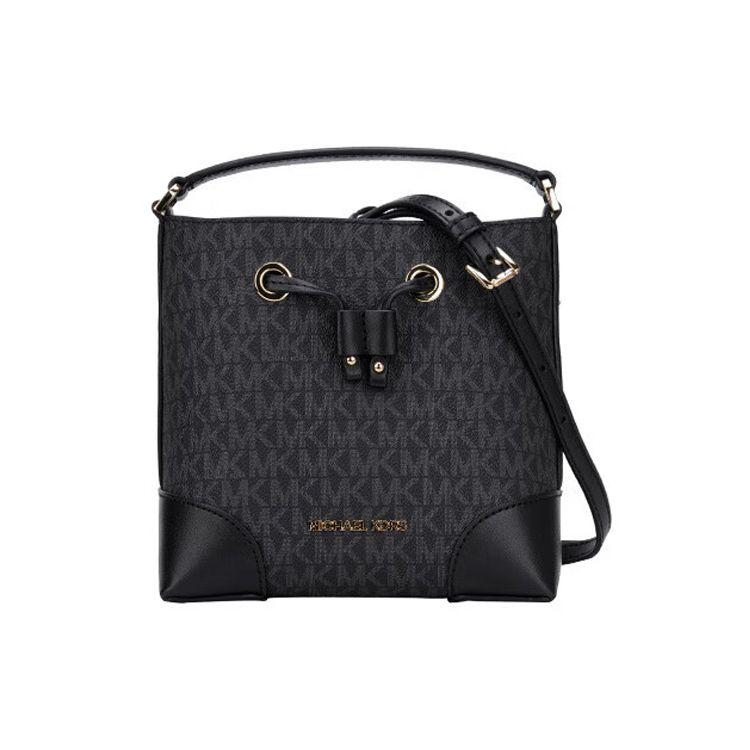 Michael Kors MICHAEL KORS Mercer Canvas Polyurethane Bucket Bag Handbag Shoulder Bag Crossbody Bag Small Size Women's Black