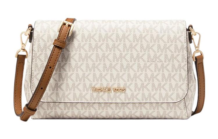 Michael Kors MICHAEL KORS Leather Trim Handheld Shoulder Bag Crossbody Bag Medium Size Women's White