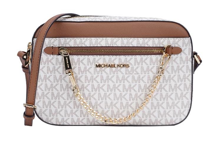 Michael Kors MICHAEL KORS Cow Leather Patchwork PVC Camera Bags Crossbody Bag Shoulder Bag Large Size Women's Vanilla