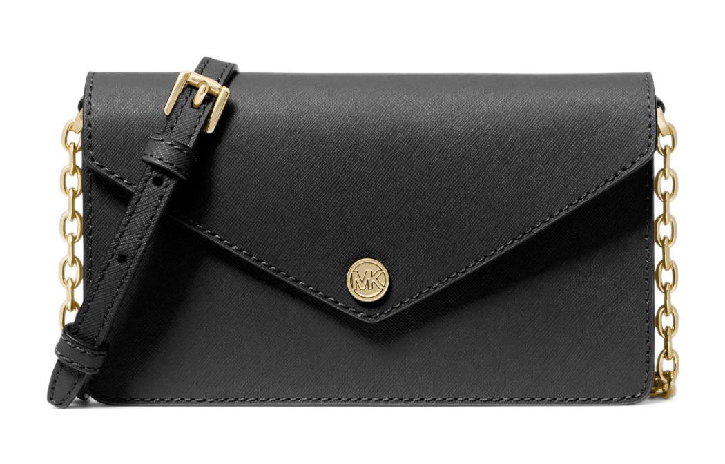 Michael Kors MICHAEL KORS Jet Set Travel Leather Envelope Bag Shoulder Bag Crossbody Bag Small Size Women's Black