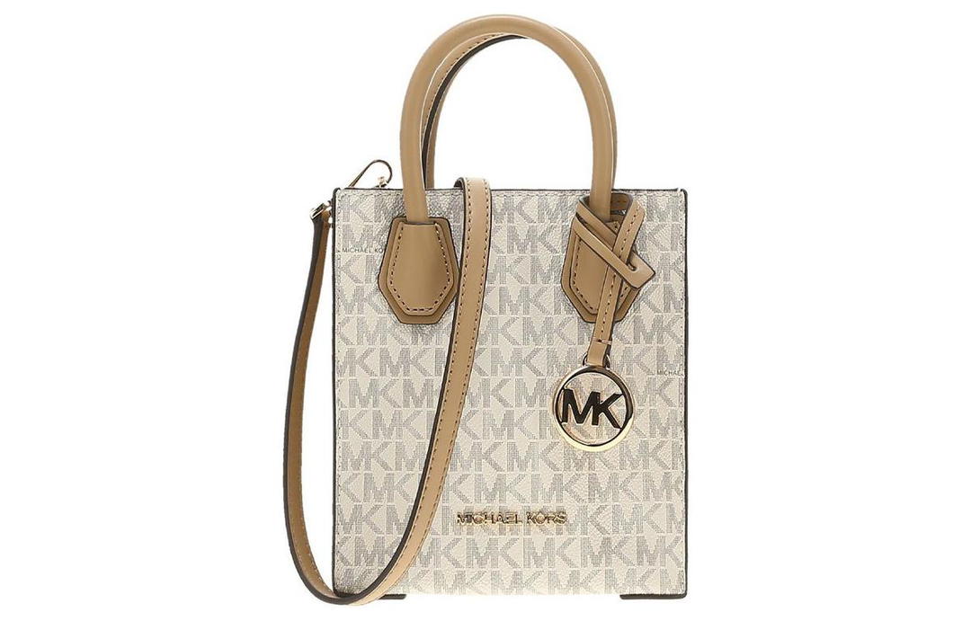 Michael Kors MICHAEL KORS Mercer Canvas With Leather Tote Bag Shopping Bag Handbag Extra Small Women's Camel Multicolor