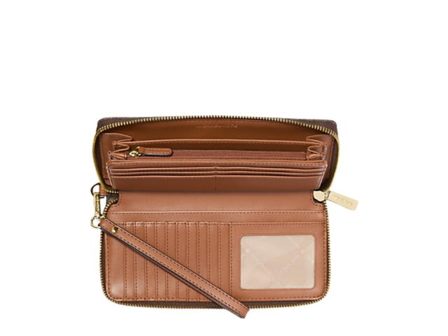 Michael Kors Michael Kors Jet Set Travel Large Logo Continental Wristlet Brown - view 2