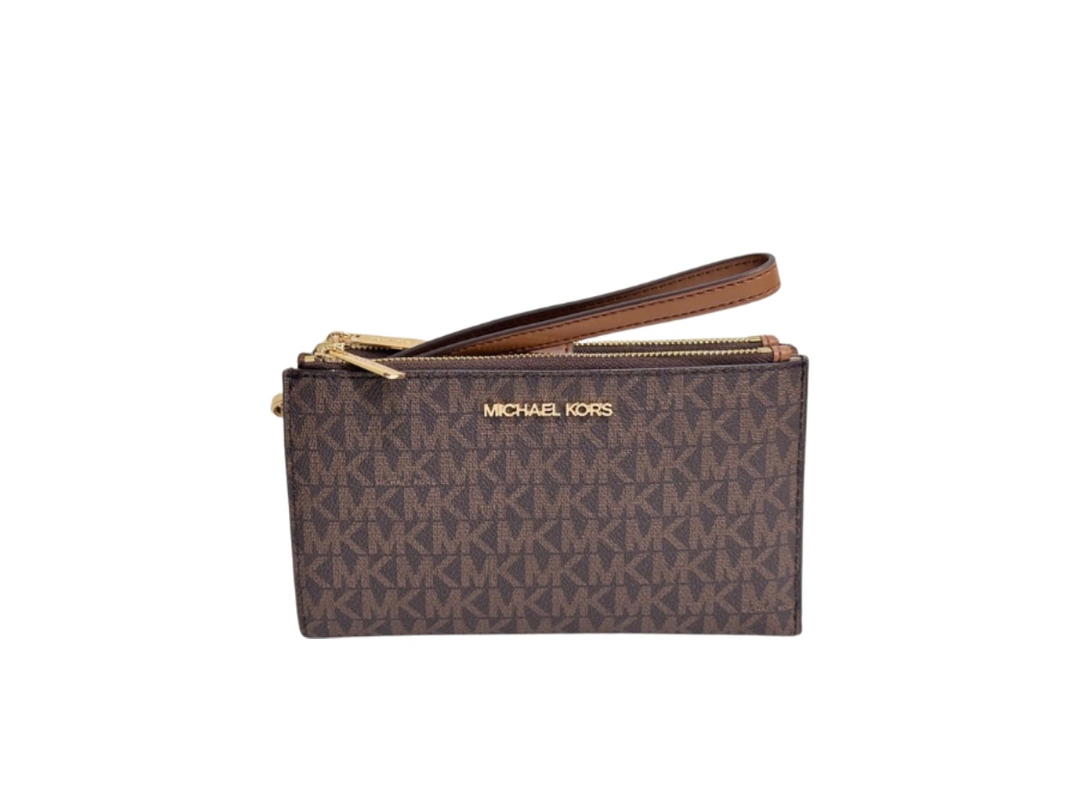 Michael Kors Michael Kors Jet Set Large Leather Smartphone Wristlet Wallet Brown