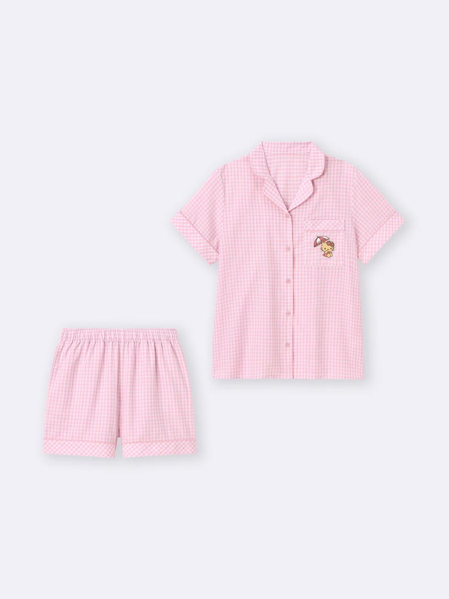 GU GU Pajamas Short Sanrio Characters Pink (W)