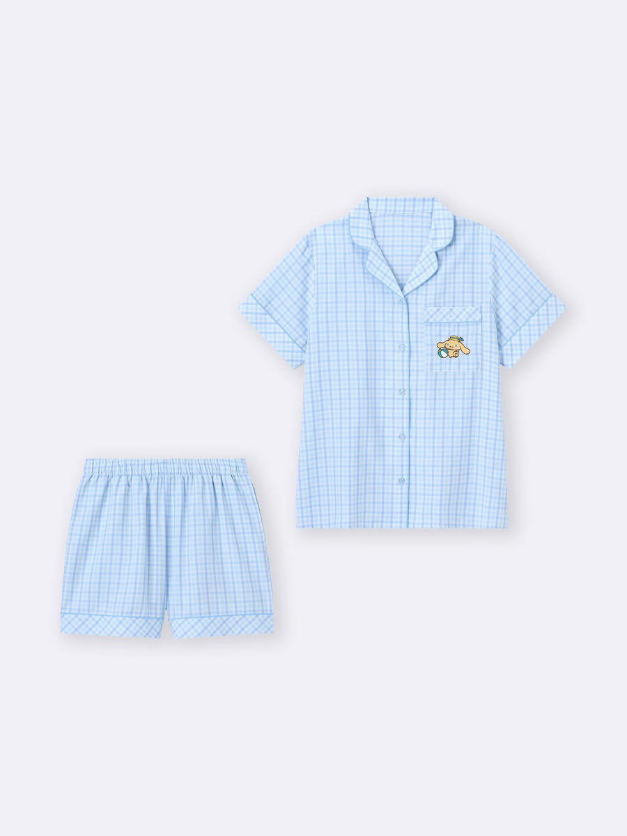 GU GU Pajamas Short Sanrio Characters Light Blue (W)