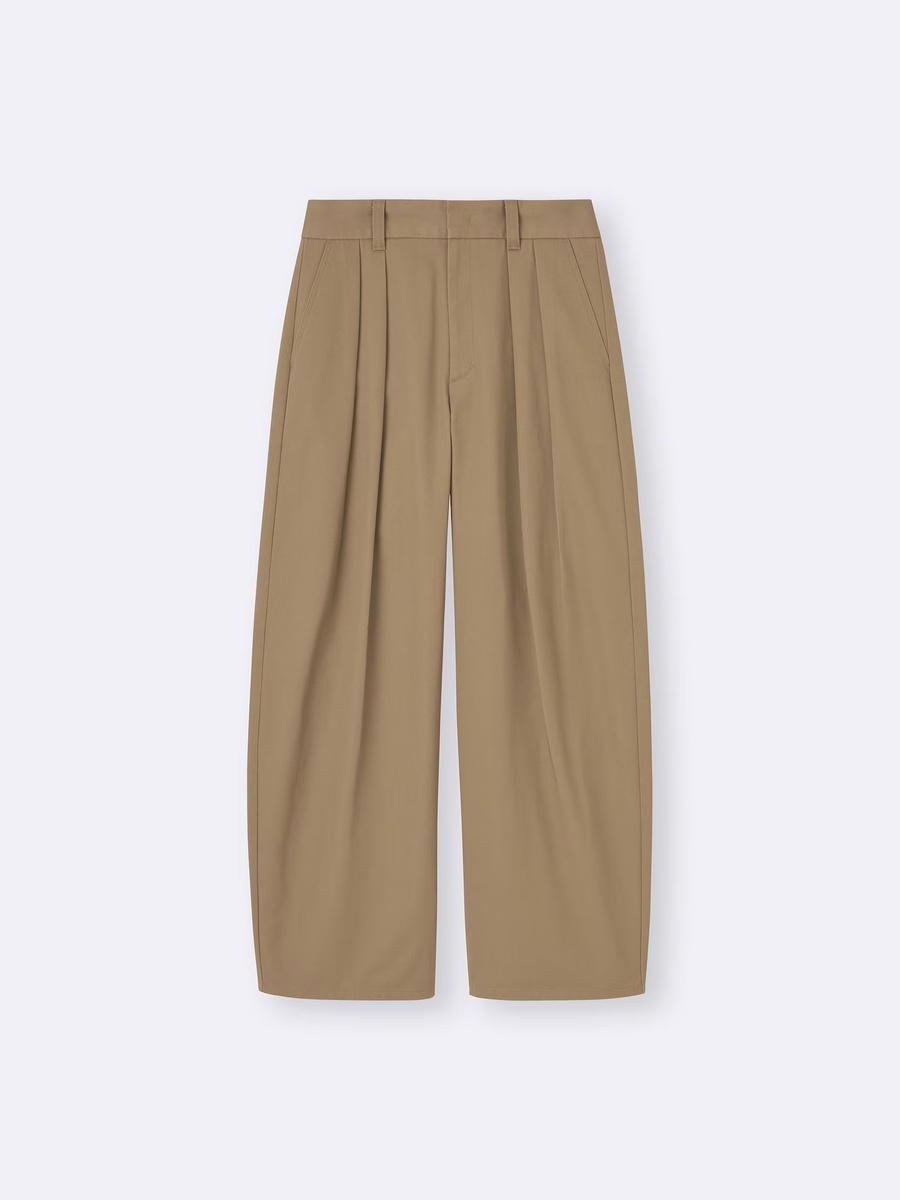 GU GU Chino Pleated Barrel Pants Beige (W)