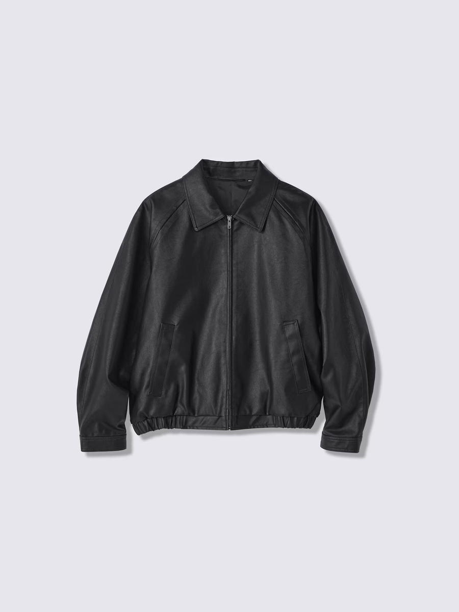 GU GU Faux Leather Zip Jacket MN Black