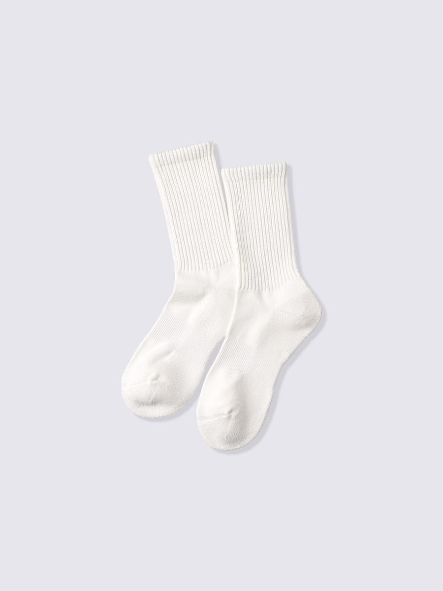 GU GU Warm Ribbed Pile Crew Socks CL Off White