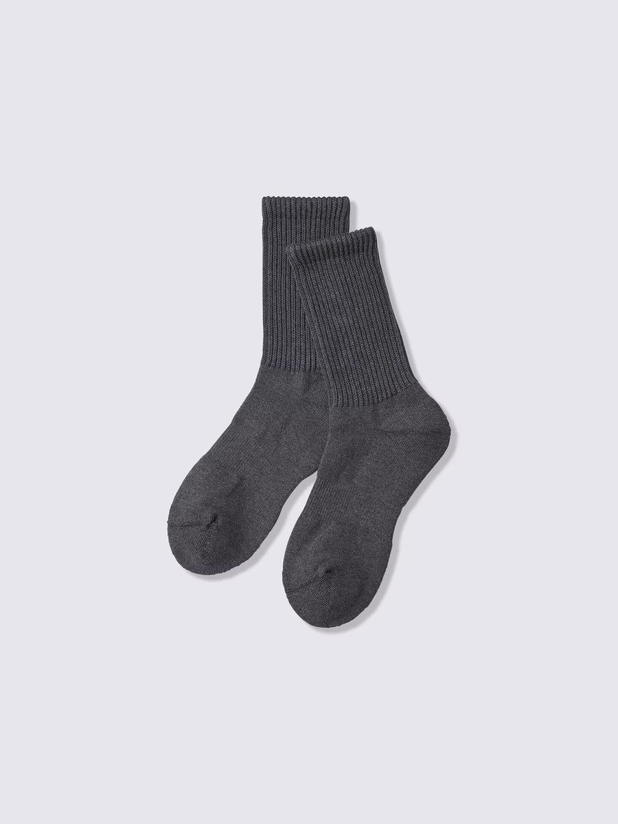 GU GU Warm Ribbed Pile Crew Socks CL Dark Gray