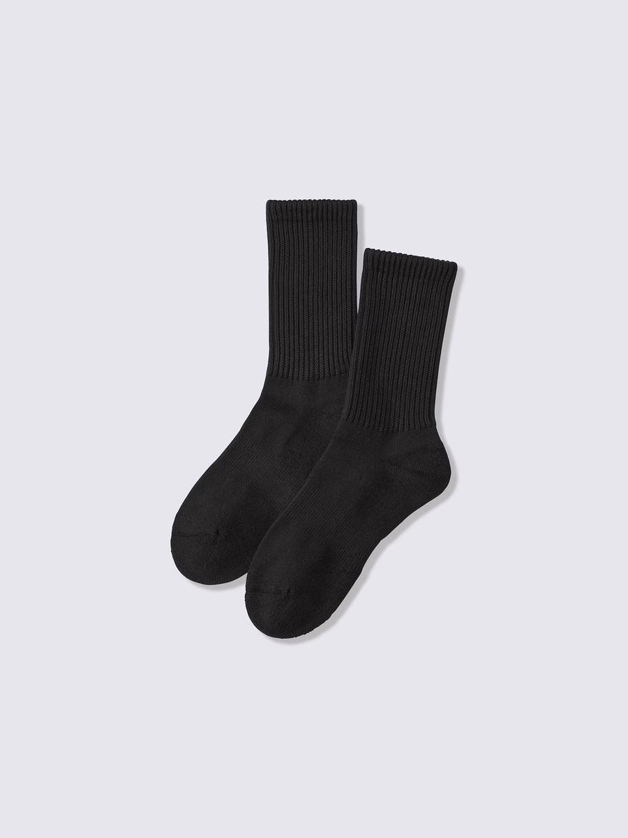 GU GU Warm Ribbed Pile Crew Socks CL Black