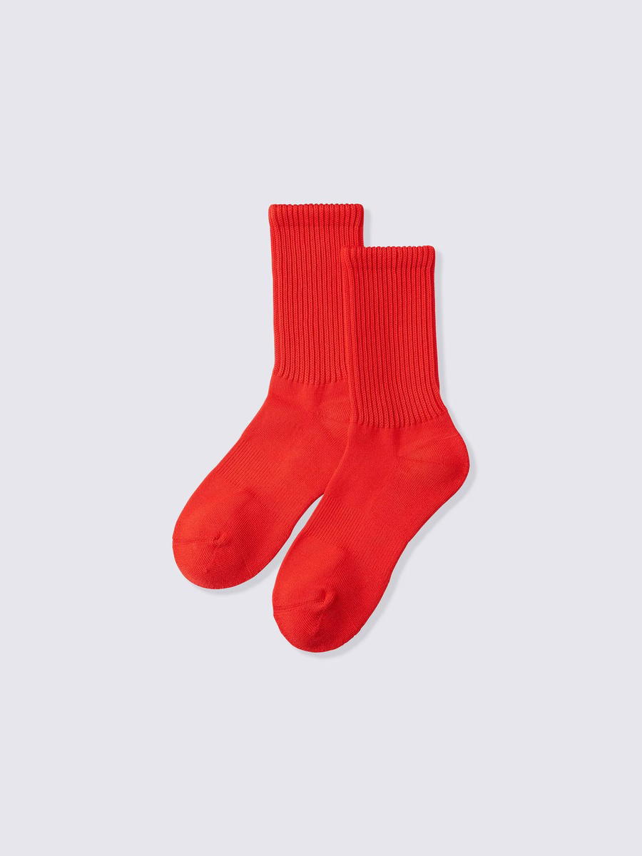 GU GU Warm Ribbed Pile Crew Socks CL Red