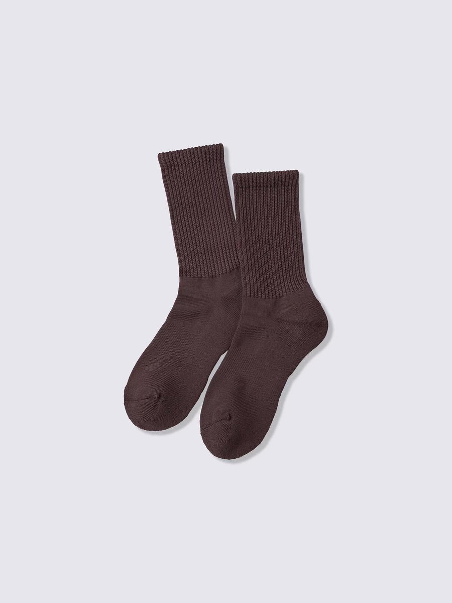 GU GU Warm Ribbed Pile Crew Socks CL Dark Brown