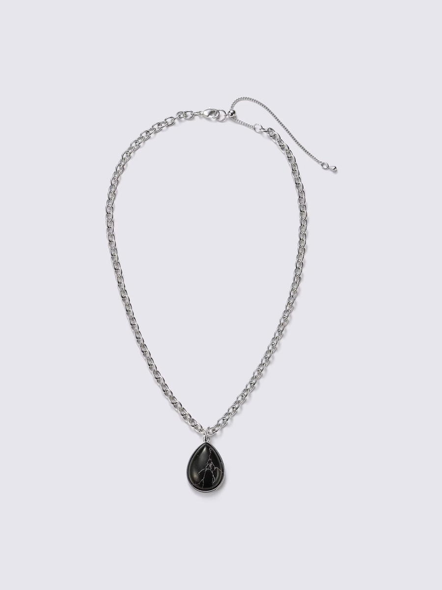 GU GU Drop Stone Chain Necklace PF Black
