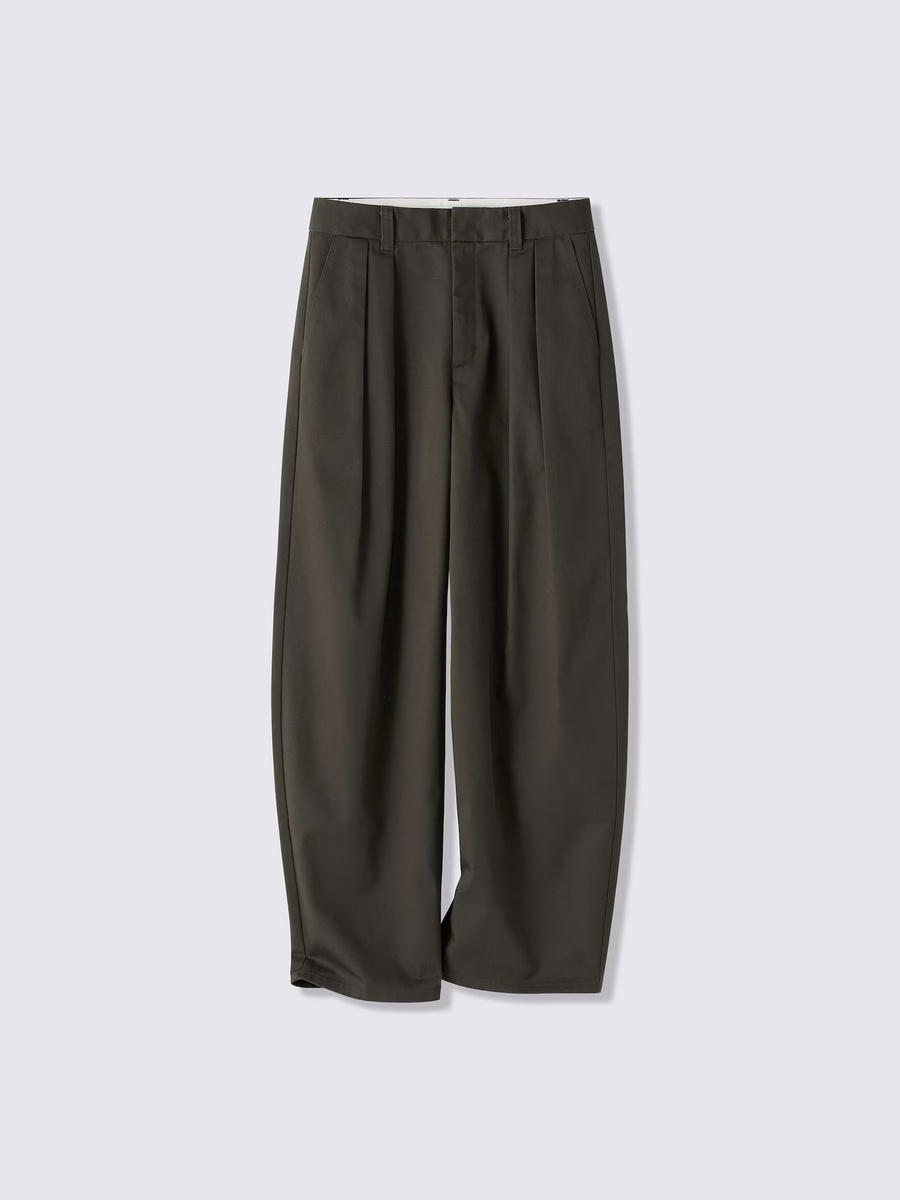 GU GU Chino Pleated Barrel Pants UL Dark Brown