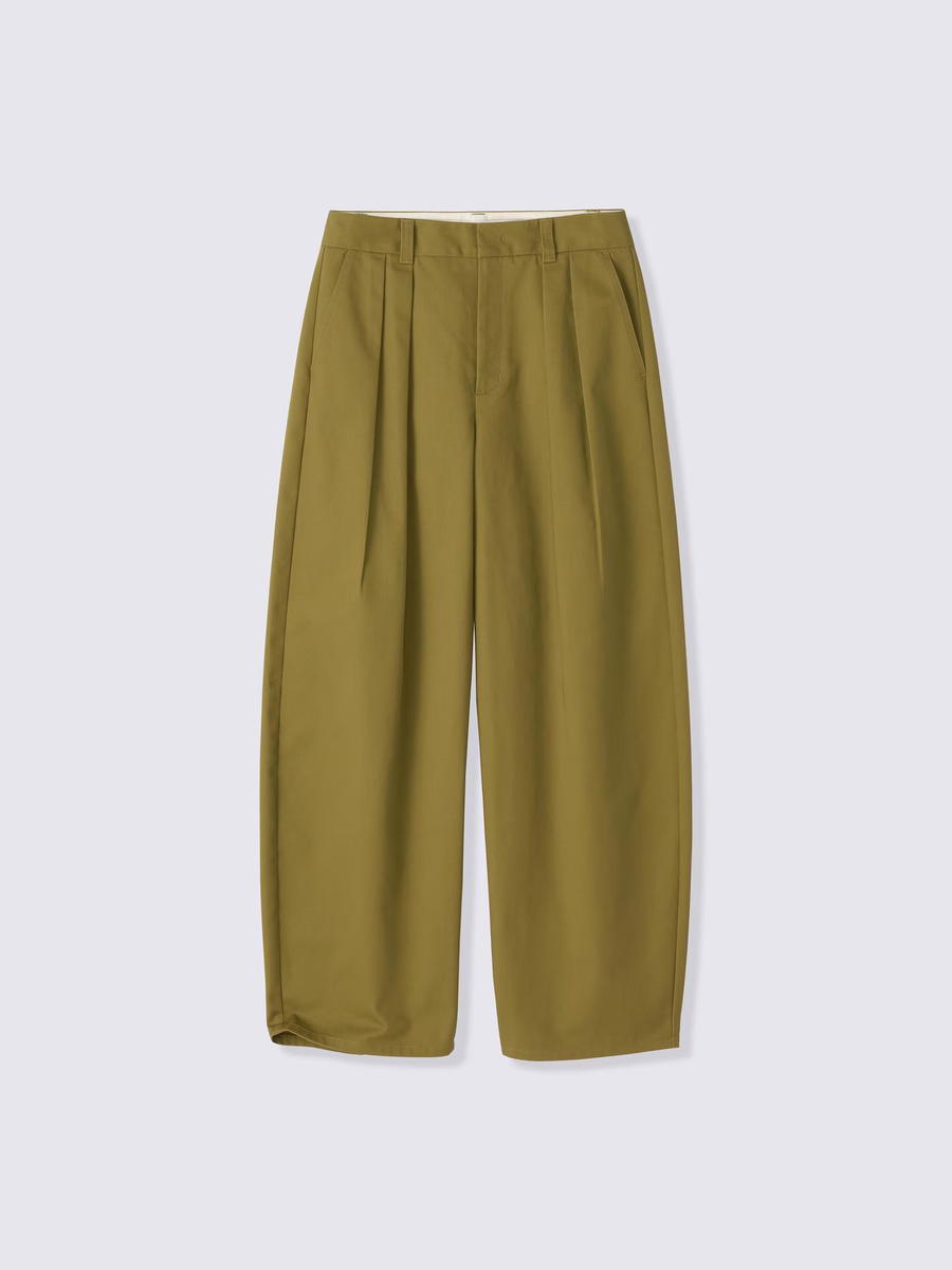 GU GU Chino Pleated Barrel Pants UL Olive