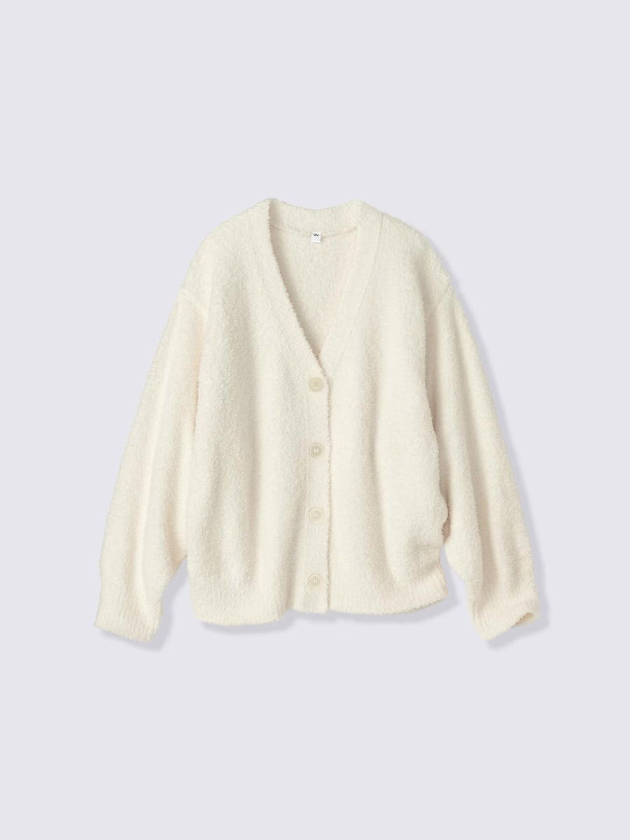 GU GU Fluffy Knit Cardigan CZ Off White (W)