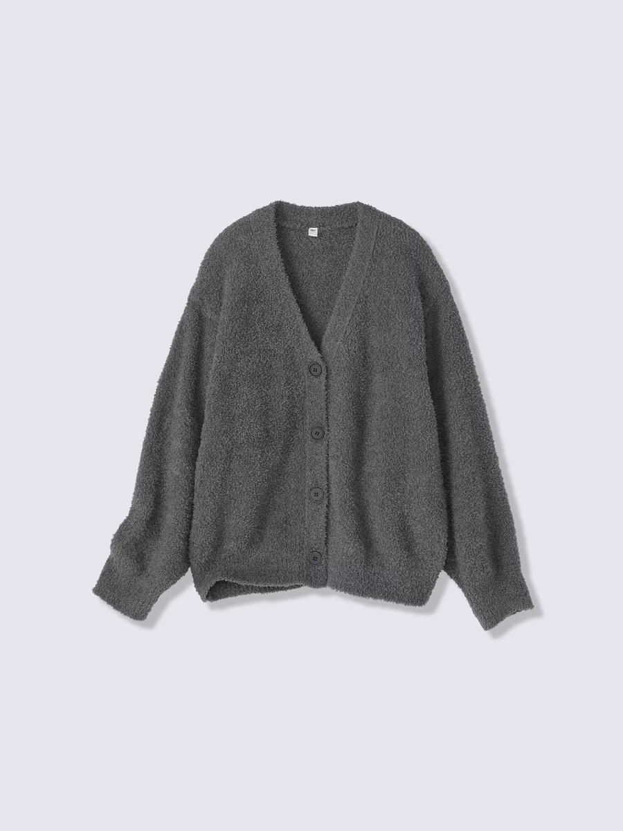 GU GU Fluffy Knit Cardigan CZ Dark Gray (W)