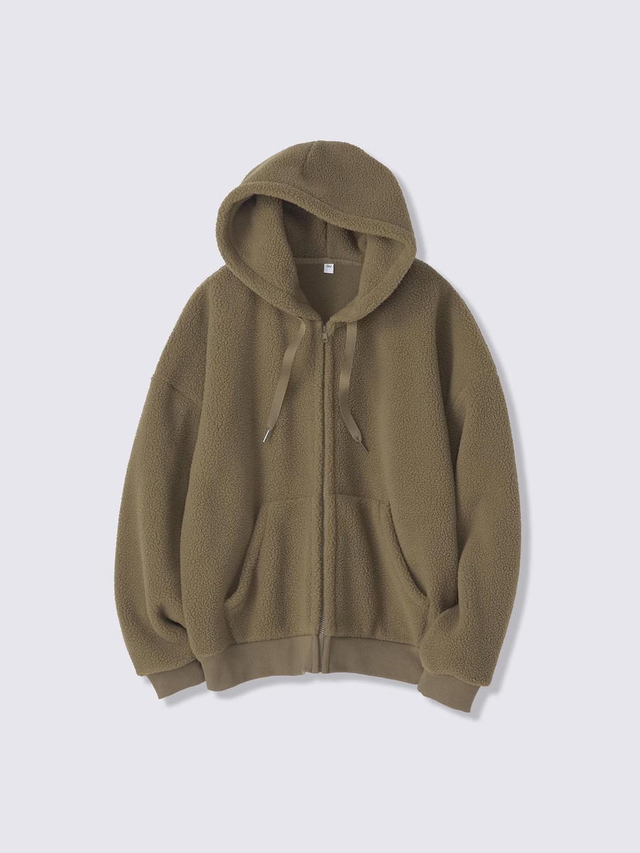 GU GU Fleece Cocoon Full-Zip Hoodie UL Olive