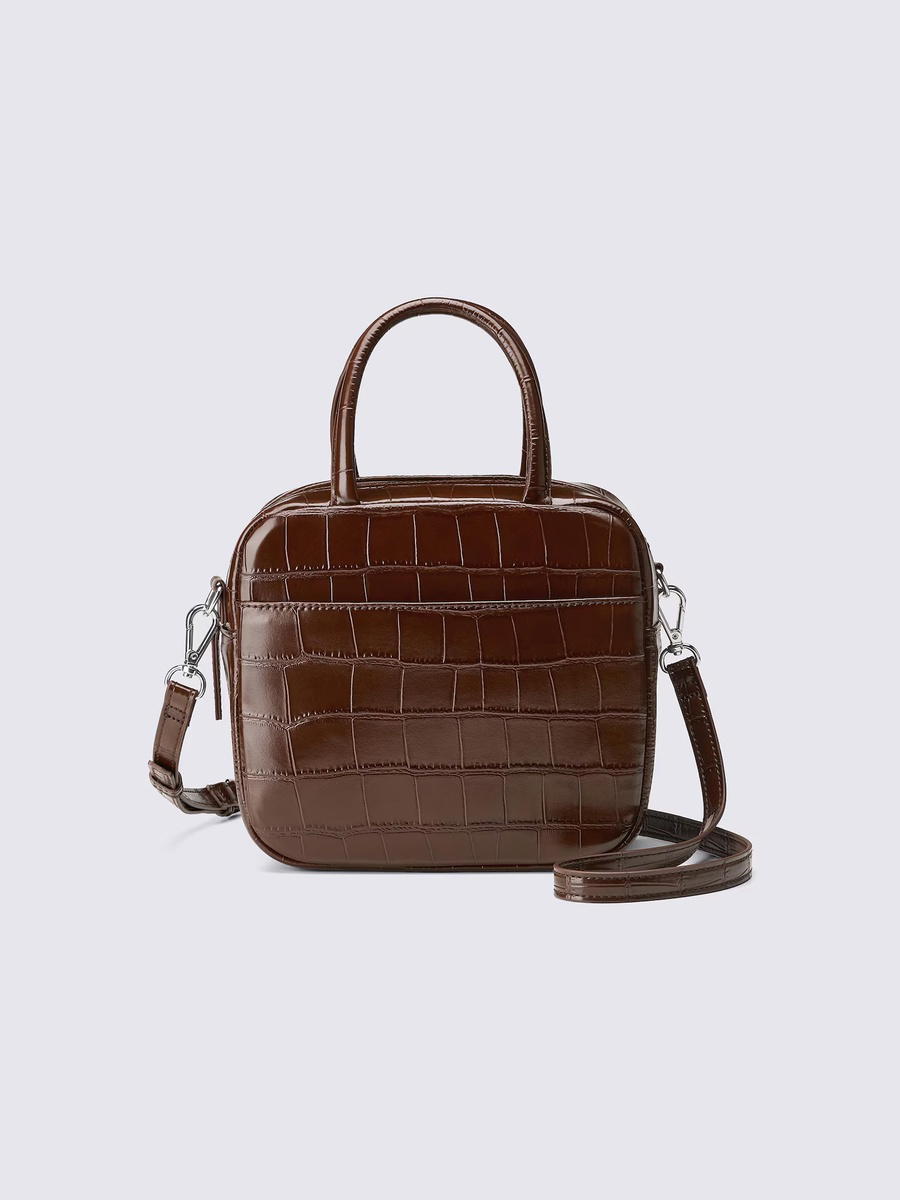 GU GU Square Boston Bag Dark Brown
