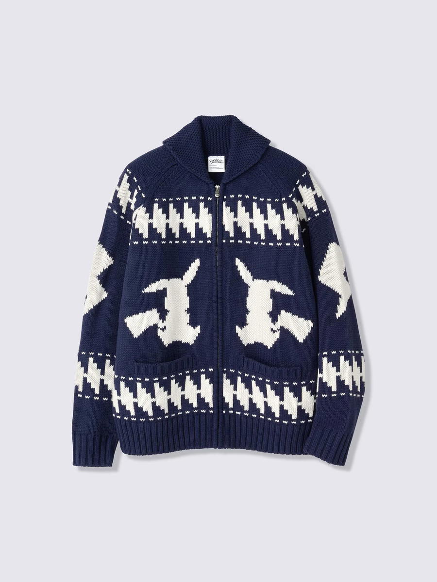 GU GU Full-Zip Knit Jacket Pokemon Navy