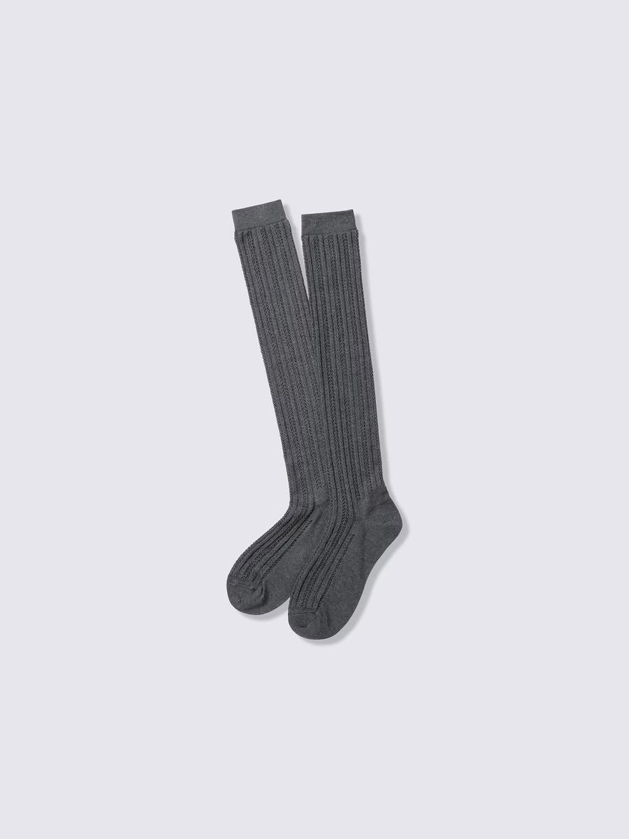 GU GU High Socks Lacy Stitch CZ Dark Gray