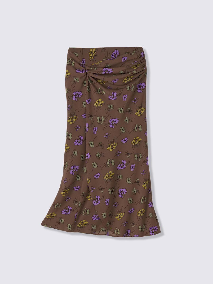 GU GU Flower Printed Long Skirt PF Brown (W)
