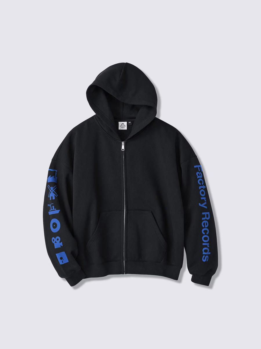 GU GU Heavy Weight Sweat Full-Zip Hoodie Factory Records PF Black