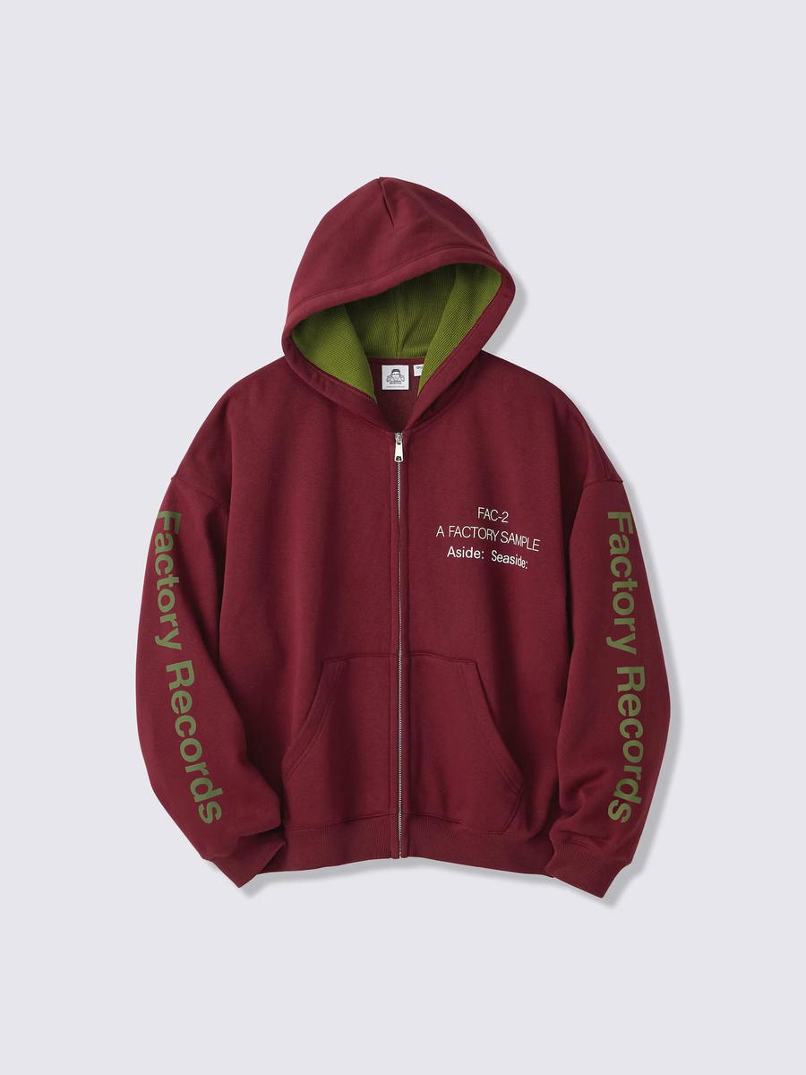 GU GU Heavy Weight Sweat Full-Zip Hoodie Factory Records PF Wine
