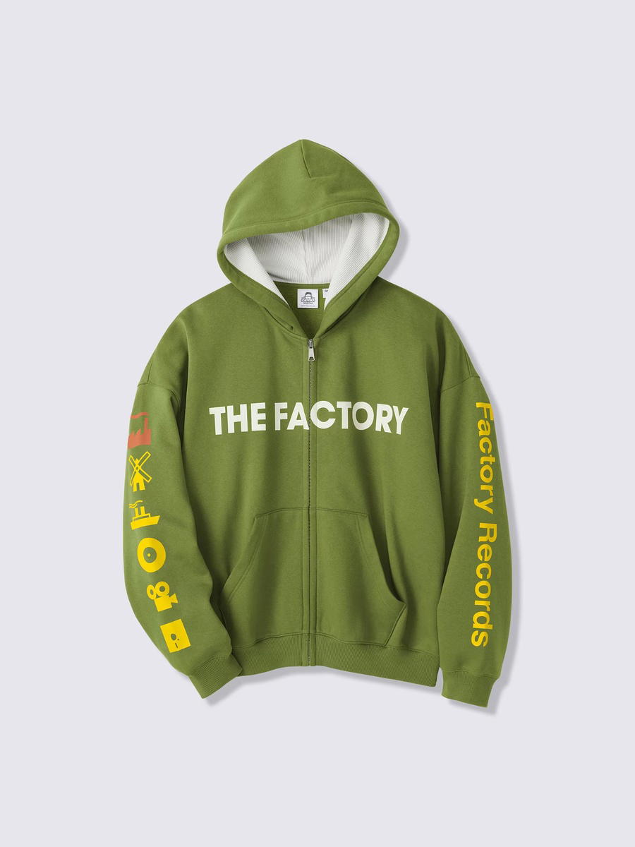 GU GU Heavy Weight Sweat Full-Zip Hoodie Factory Records PF Green