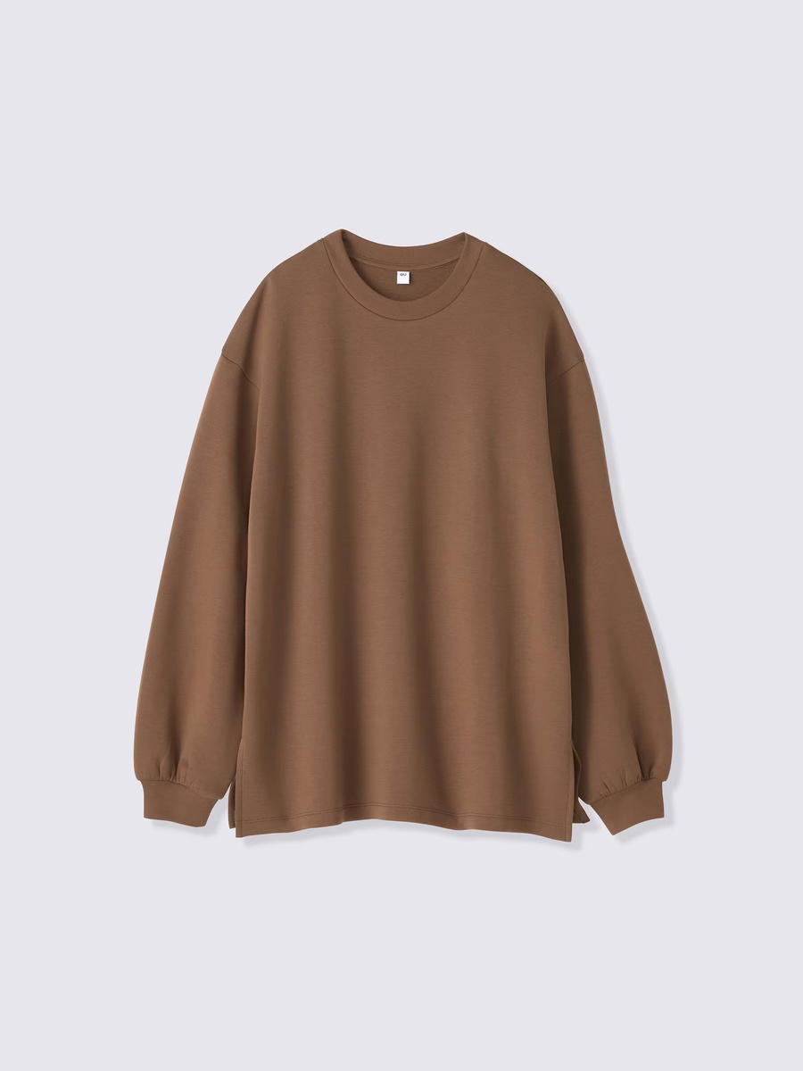 GU GU Smooth Sweat T-Shirt Long PF Brown (W)