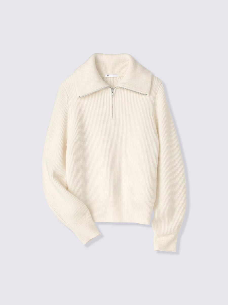 GU GU Rib Stitched Half-Zip Sweater UL Natural (W)