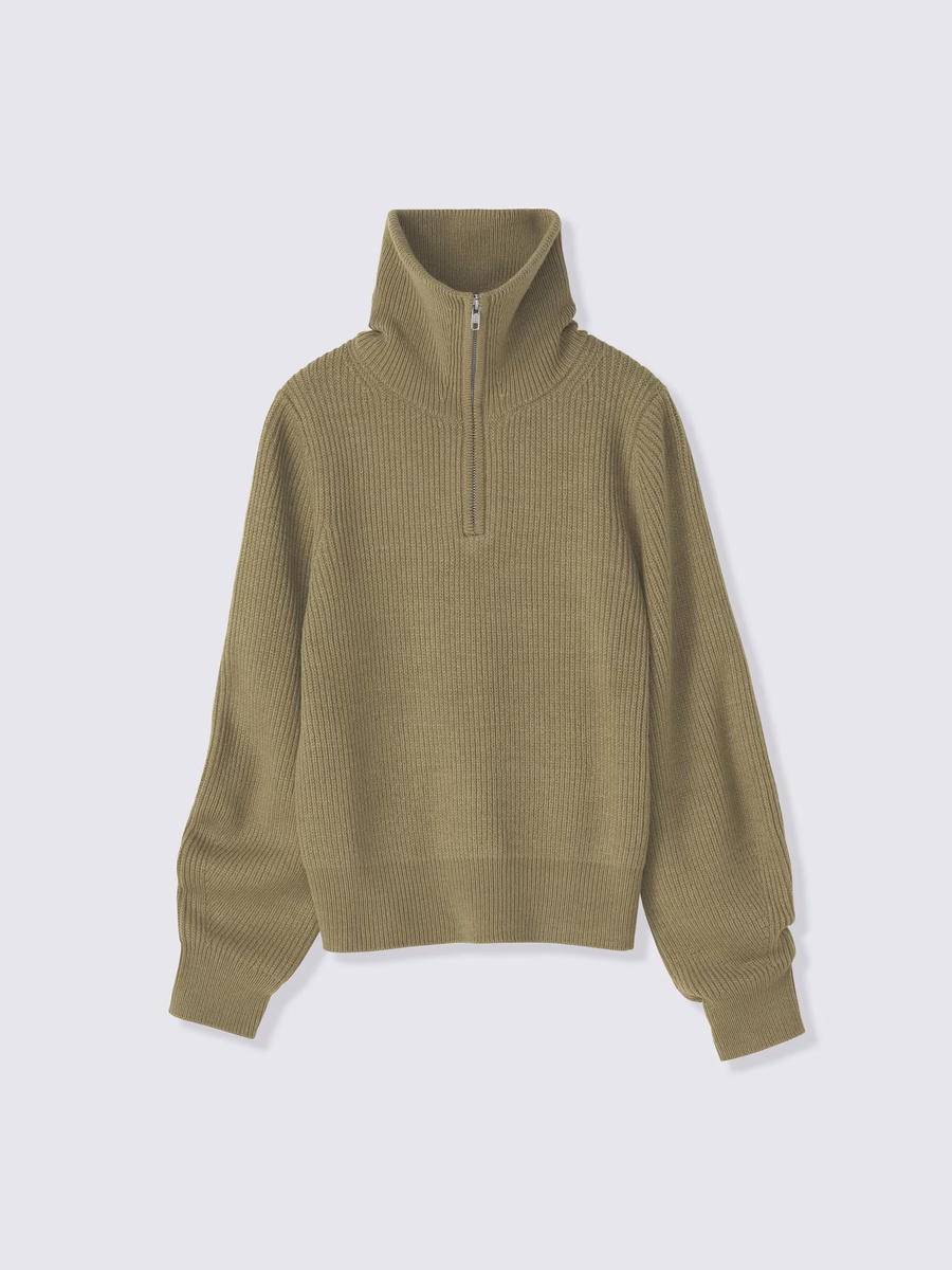GU GU Rib Stitched Half-Zip Sweater UL Olive (W)
