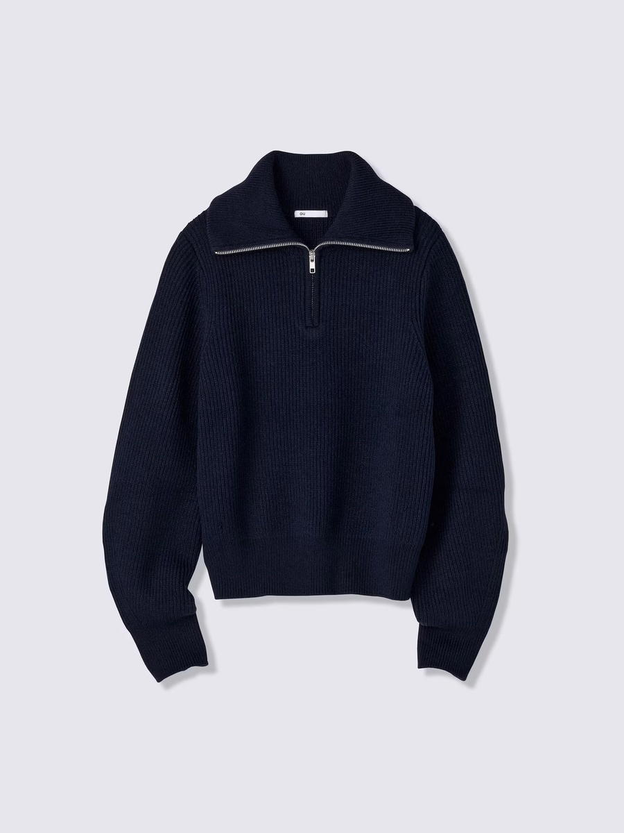 GU GU Rib Stitched Half-Zip Sweater UL Navy (W)