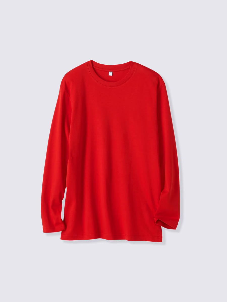 GU GU Soft Cotton Crew Neck T-Shirt Long CL Red