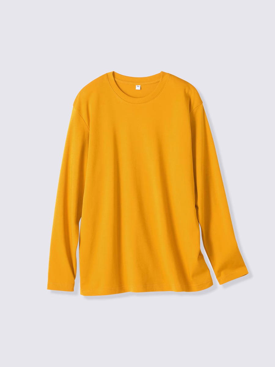 GU GU Soft Cotton Crew Neck T-Shirt Long CL Yellow