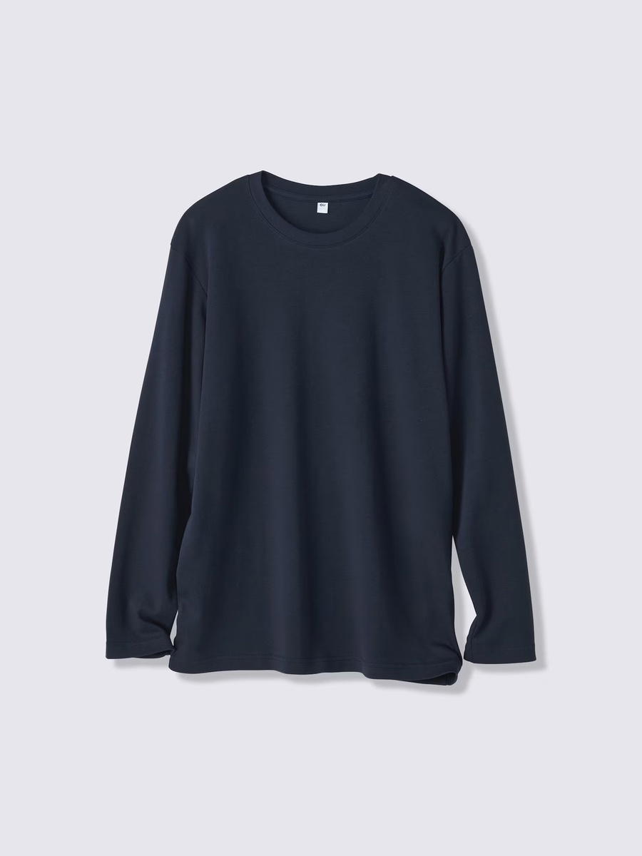 GU GU Soft Cotton Crew Neck T-Shirt Long CL Navy