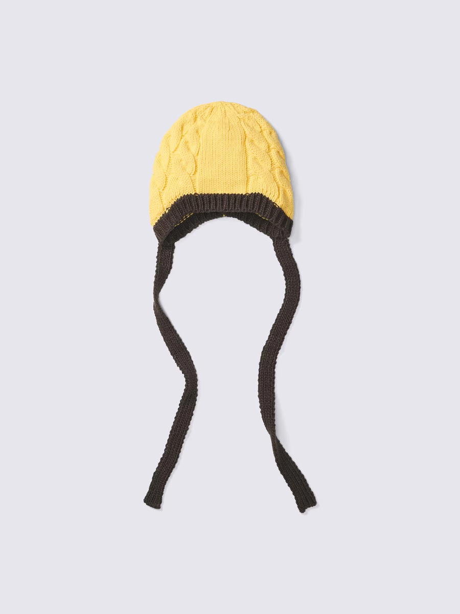 GU GU Cable Knitted Bonnet ST Yellow