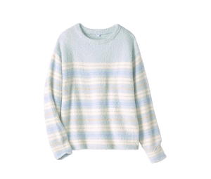 Buy GU Fluffy Knit Pullover Striped CZ Light Green (W) at Sasom – Authentic and Ready to Ship