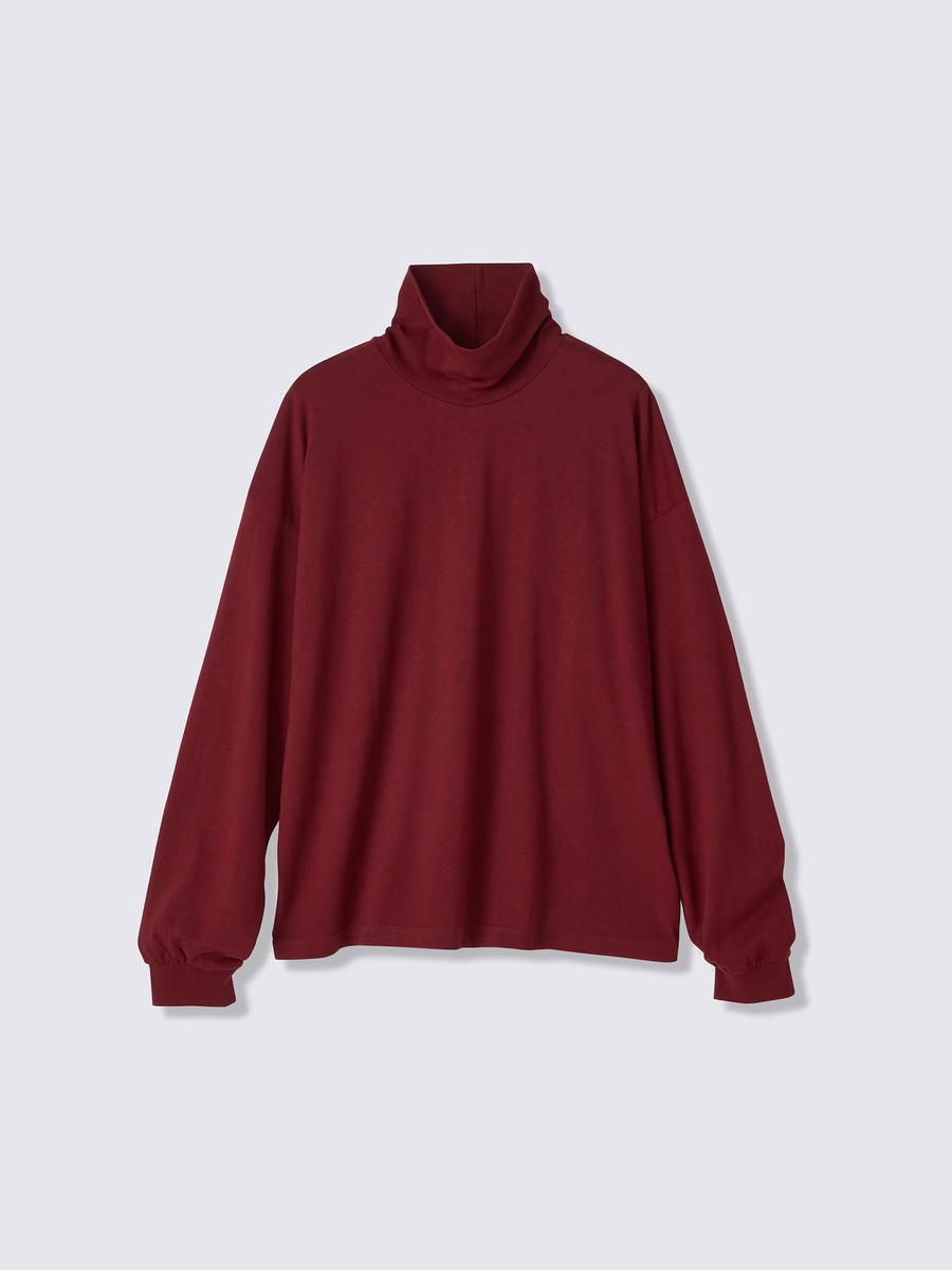 GU GU Cotton Boxy Turtleneck T Long PF Wine