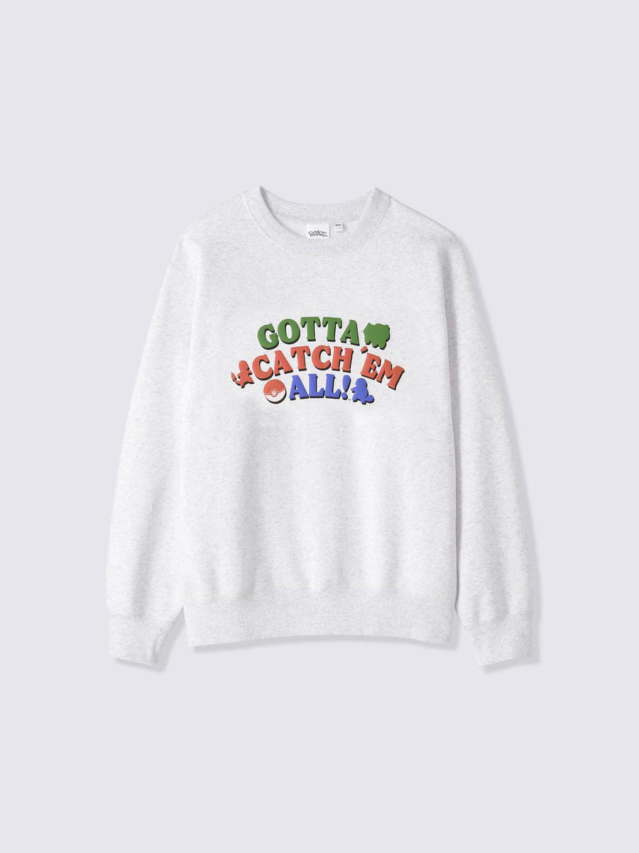 GU GU Sweat Pullover Pokemon Light Gray