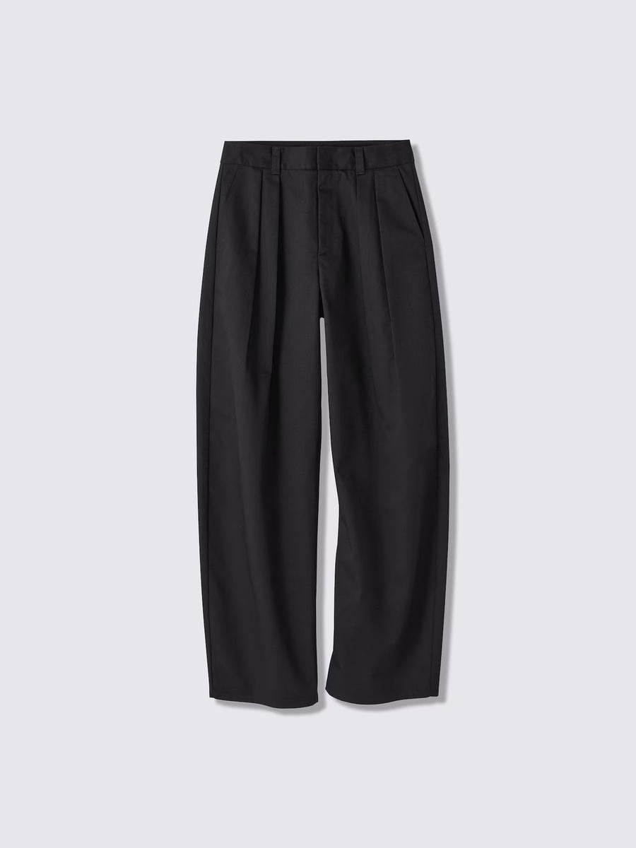 GU GU Chino Pleated Barrel Pants Long UL Black