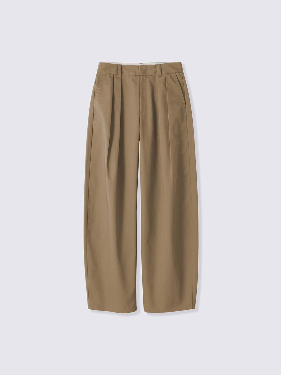 GU GU Chino Pleated Barrel Pants Long UL Beige