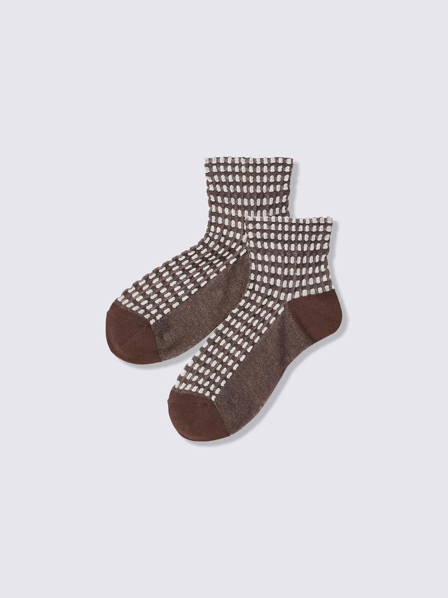 GU GU Ankle Socks Texture CZ Dark Brown