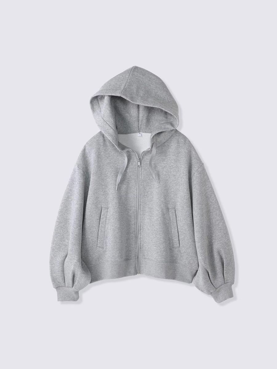 GU GU Sweat Balloon Sleeve Full-Zip Hoodie UL Gray (W)