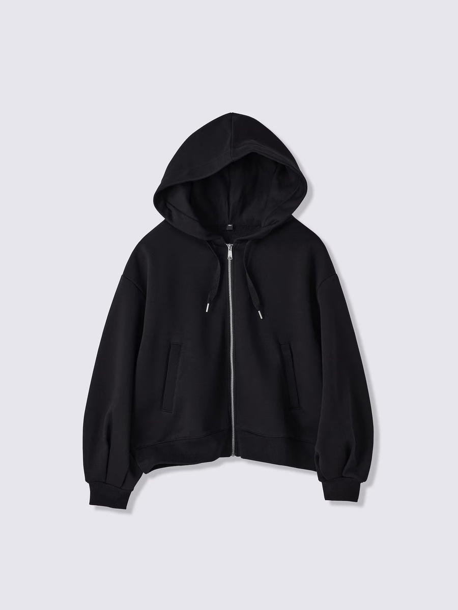 GU GU Sweat Balloon Sleeve Full-Zip Hoodie UL Black (W)
