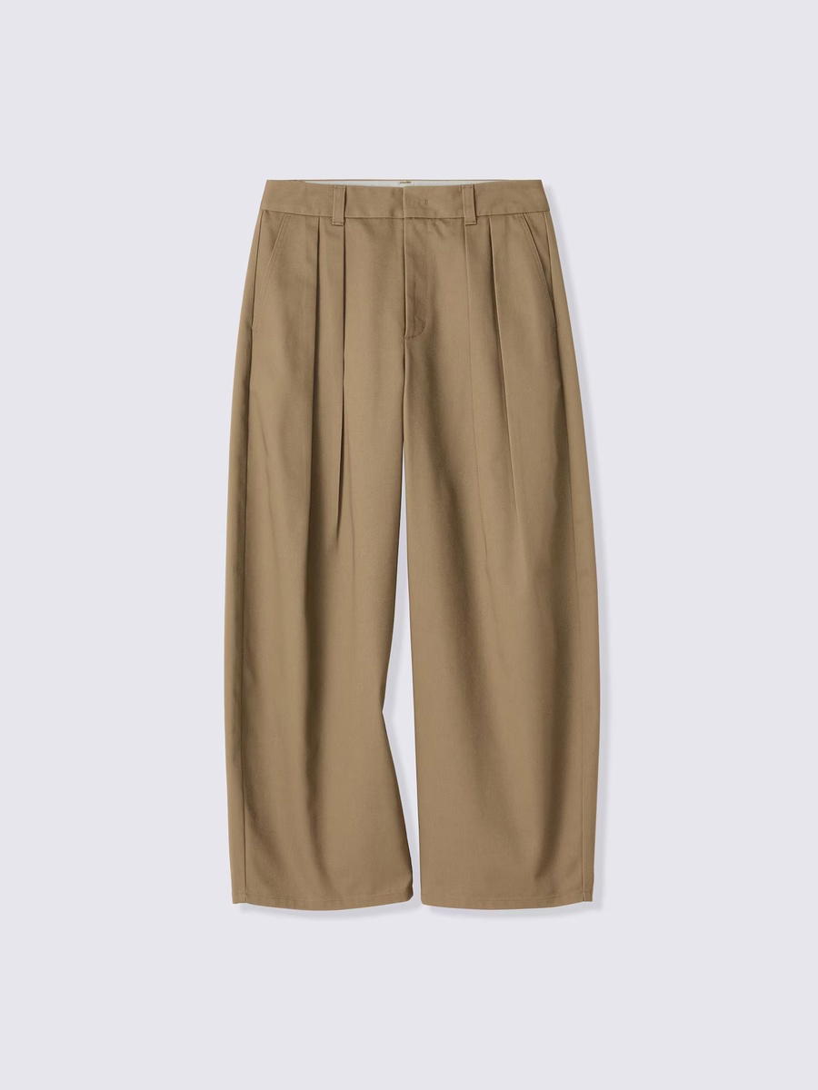 GU GU Chino Pleated Barrel Pants Short UL Beige