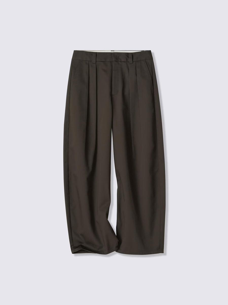 GU GU Chino Pleated Barrel Pants Short UL Dark Brown